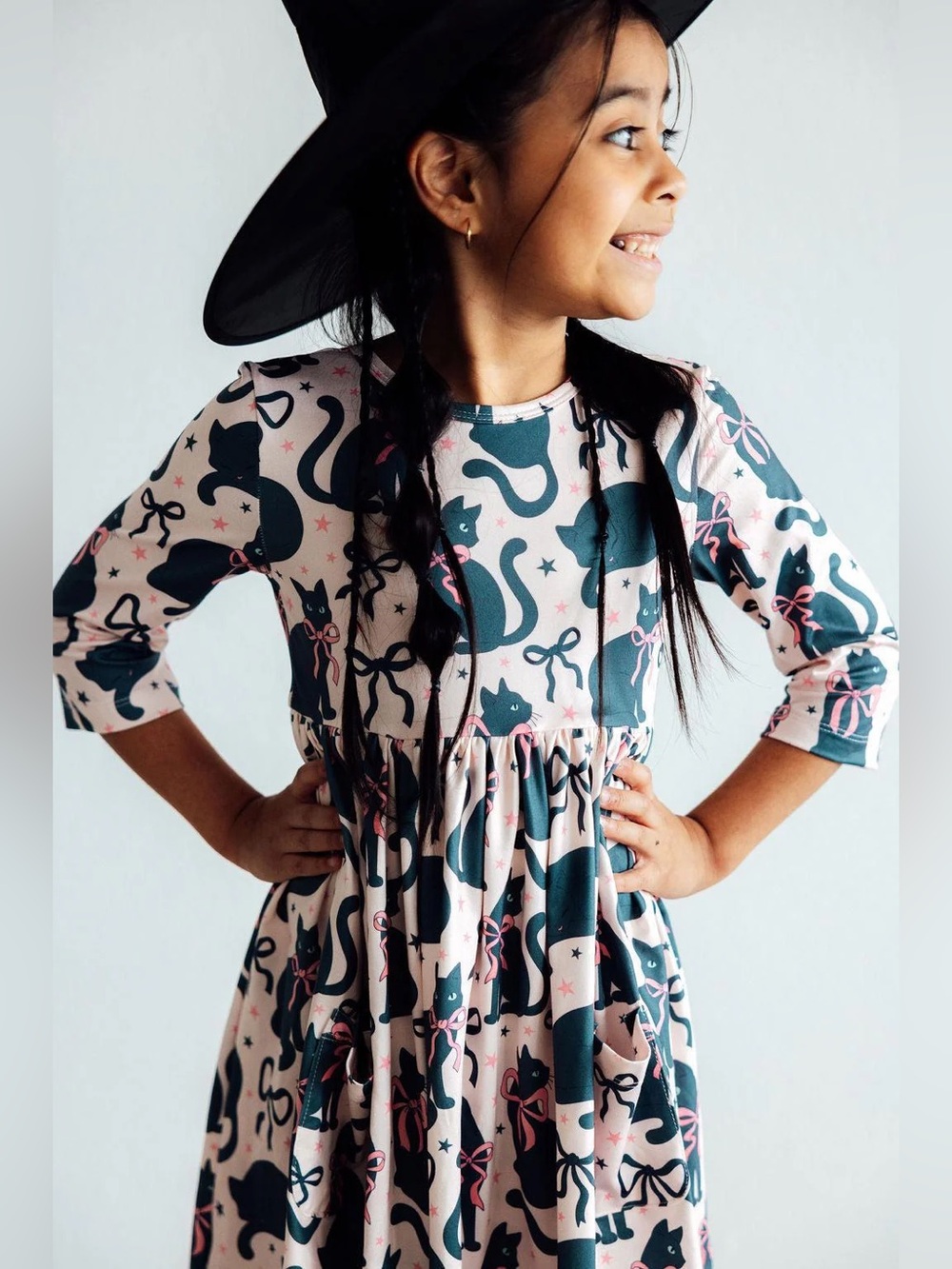 Mila & Rose Hocus Purr-cus 3/4 Sleeve Twirl Dress HALLOWEEN NWT Size 7/8